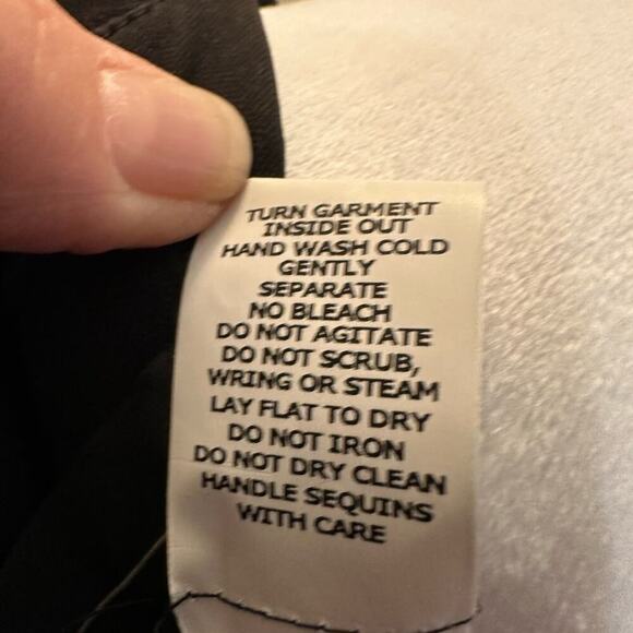 ALEX EVENINGS- Dress - Shimmering Rose Sequin Covered Ruches Black Chiffon SZ 6 - Picture 9 of 9